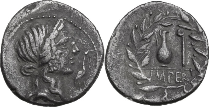 Q. Caecilius Metellus Pius. AR Denarius, North Italy, 81 BC. Obv. Diademed head ...