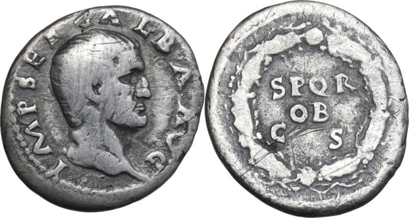 Galba (68-69). AR Denarius, Rome mint, 68-69. Obv. IMP SER GALBA AVG. Bare head ...