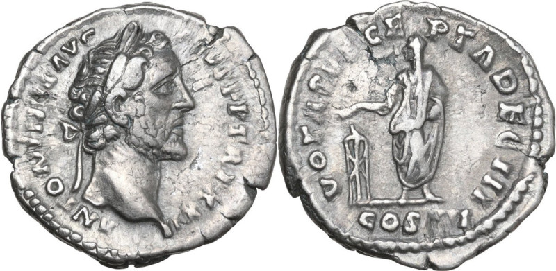 Antoninus Pius (138-161). AR Denarius. Rome mint. Struck AD 240. Obv. ANTONINVS ...