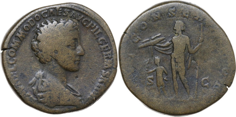 Commodus as Caesar (175-177). AE Sestertius. Struck under Marcus Aurelius, 175-1...