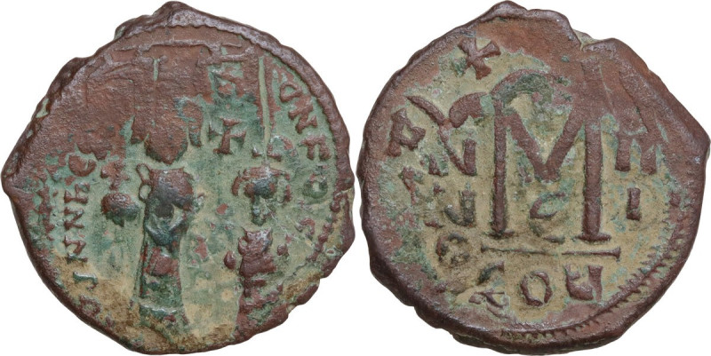 Heraclius (610-641) with Heraclius Constantine. AE Follis, Constantinople mint, ...