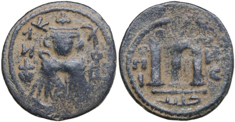 Arab-Byzantine, Umayyad Caliphate. AE Fals, Hims (Emesa) mint, c. 680-693. Obv. ...