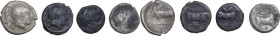 Greek Italy. Lot of four (4) unclassified AR denominations; including: Hyria and Neapolis. AR. Good F:F.