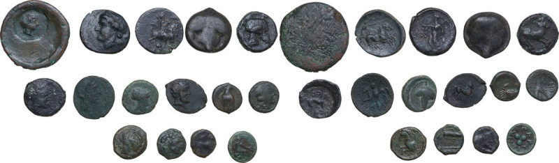 Greek Italy. Multiple lot of fifteen (15) AE coins from Sicily, noted: Selinos, ...