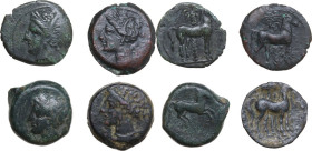 Greek Italy. Multiple lot of four (4) unclassified AE siculo punic coins.