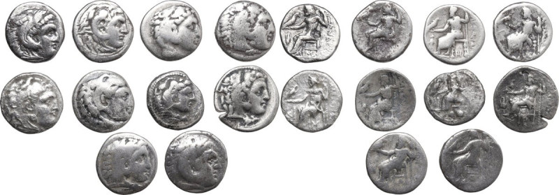 Greek World, Continental Greece. Multiple lot of ten (10) unclassified AR Drachm...