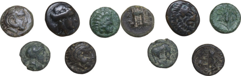 Greek World - Continental Greece and Greek Asia. Lot of five (5) unclassified AE...