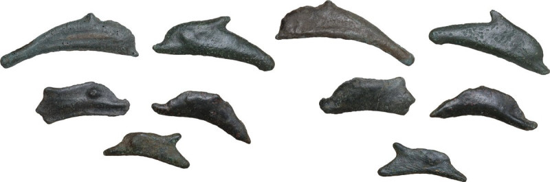Skythia, Olbia. Multiple lot of five (5) AE dolphin shaped proto-money. 5th cent...