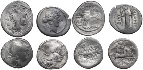 Roman Republic. Multiple lot of four (4) unclassified silver coins.