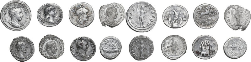 Roman Republic and Empire. Multiple lot of eight (8) AR and AE/AR coins from the...