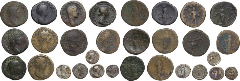 The Roman Empire. Multiple lot of fifteen (15) AE and AR unclassified Roman Impe...