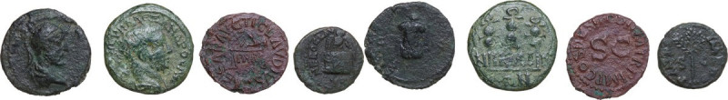 The Roman Empire. Lot of four (4) unclassified AE denominations; including Claud...