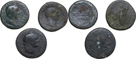 The Roman Empire. Multiple lot of three (3) unclassified AE Sestertii of Vespasian.