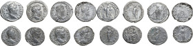The Roman Empire. Lot of 8 unclassified AR Denarii, all from Septimius Severus. AR. About VF:VF.