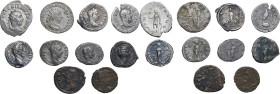 The Roman Empire. Multiple lot of ten (10) unclassified AE and AR roman imperial coins.