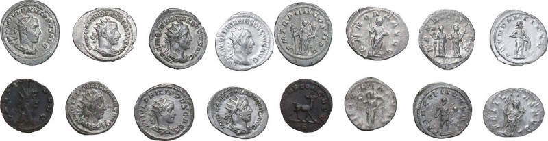 The Roman Empire. Multiple lot of eight (8) unclassified AR Antoninianii.