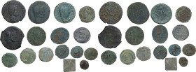 Miscellanea. Multiple lot of fifteen (15) unclassified AE coins and one (1) weight.