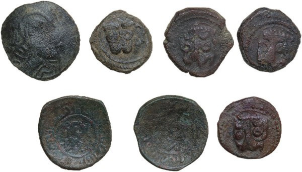 Kingdom of Sicily. Multiple lot of seven (7) unclassified bronze coins from Medi...