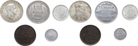 World Coins. Lot of five (5) assorted coins of the late 19th-early 20th century.