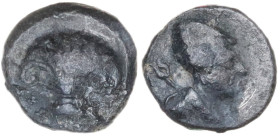 The Roman Empire. PB Tessera, 1st century BC-1st century AD. D/ Uncertain. R/ Draped bust of Mercury (?), wearing pileus; over the shoulder, caduceus ...
