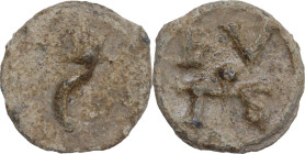 The Roman Empire. PB Tessera, 1st century BC-1st century AD. D/ Cornucopiae. R/ EV/TS arranged in two lines divided by a central pellet. PB. 1.81 g. 1...