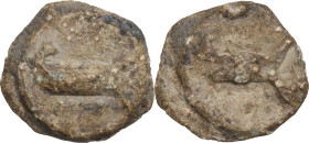 The Roman Empire. PB Tessera, 1st century BC-1st century AD. D/ Ship left. R/ Ship left. PB. 4.48 g. 17.00 mm. VF/About VF.