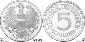 Austria. Second Republic (1945- ). 5 schilling 1952. KM 2879. AL. 3.96 g. 31.00 mm. High grade for the type. Encapsulated by Classical Coin Grading MS...