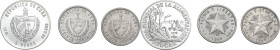 Cuba. Republic. Lot of three (3) AR coins: 5 pesos 1981, 20 centavos 1949 (2). KM 78 and 13. AR.