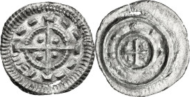 Hungary. Bela II (1131-1141). AR Denar. Unger 53. Huszár 102. AR. 0.20 g. 12.00 mm. Flan crack and tiny hole. About EF.