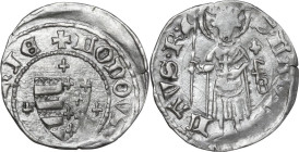 Hungary. Louis I, the Great (1342-1382). AR Denar, 1358-1371. Huszár 542; ÉH 429. AR. 0.53 g. 14.00 mm. Some striking weakness, otherwise. about EF/Go...