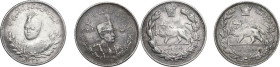 Iran. Lot of two (2) AR coins form Iran: 2000 dinars AH 1332 (1914) and 2000 dinars AH 1306 (1927). KM 1057 and 1104. AR.