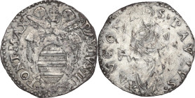 Italy. Paolo IV (1555-1559). AR Giulio, Ancona mint. Muntoni 40. AR. 3.00 g. 27.50 mm. About VF.