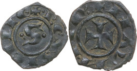 Italy. Manfredi (1258-1266). BI Denar, Kingdom of Sicily, Messina mint. Sp. 198; Travaini 1995 69; D'Andrea 240. BI. 0.59 g. 15.50 mm. VF.