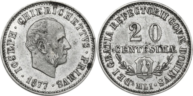 Italy. Giuseppe Chierichetti. White metal token, 1877, Milan mint. White metal. ...