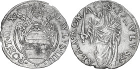 Italy. Paul IV (1555-1559) Giampietro Carafa. AR Giulio, Rome mint. AR. 2.50 g. 25.50 mm. VF.