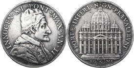 Italy. Innocenzo XI (1676-1689), Benedetto Odescalchi. AR Piastra AN II, Rome mint. CNI 17; M. 38; Berm. 2089. AR. 29.39 g. 43.00 mm. R. Rare and fasc...