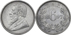 South Africa. Republic. AR 6 Pence, 1897. KM 4. AR. 2.82 g. 19.00 mm. VF.