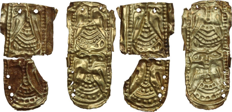 SCYTHIAN GOLD SHEETS Scythian culture, 1st millennium BC. Pair of gold foils dec...