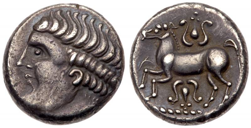 Eastern Celts, Noricum. The Apollo/ Lyre Type. AR Tetradrachm (11.93 g). Imitati...