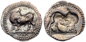 Lucania, Sybaris. Silver Drachm (2.62 g), ca. 550-510 BC. VM (=&Sigma;V) in exergue, Bull standing left, head right. Rev. Incuse bull standing right, ...