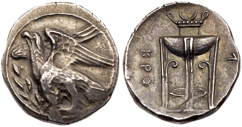 Bruttium, Kroton. Silver nomos (7.66 g), ca. 350-300. Eagle, with open wings and...