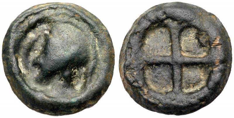 Skythia, Olbia. Cast &AElig; (45mm, 65.86 g), ca. 470-460 BC. Head of Athena lef...