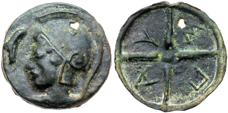 Skythia, Olbia. Cast &AElig; (69 mm, 116.23 g), ca. 450-440 BC. Paus(anias), mag...