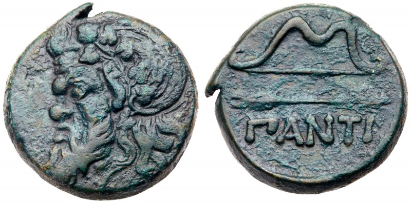 Cimmerian Bosporos, Pantikapaion. &AElig; (13.48 g), ca. 340-325 BC. Wreathed an...