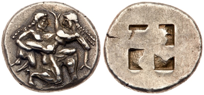 Thracian Islands, Thasos, Silver Stater (8.70 g), 500-480 BC. Satyr advancing ri...