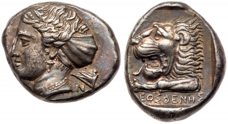 Caria, Knidos. Silver Tetradrachm (15.05 g), ca. 395-380 BC. Kleosthenes, magist...