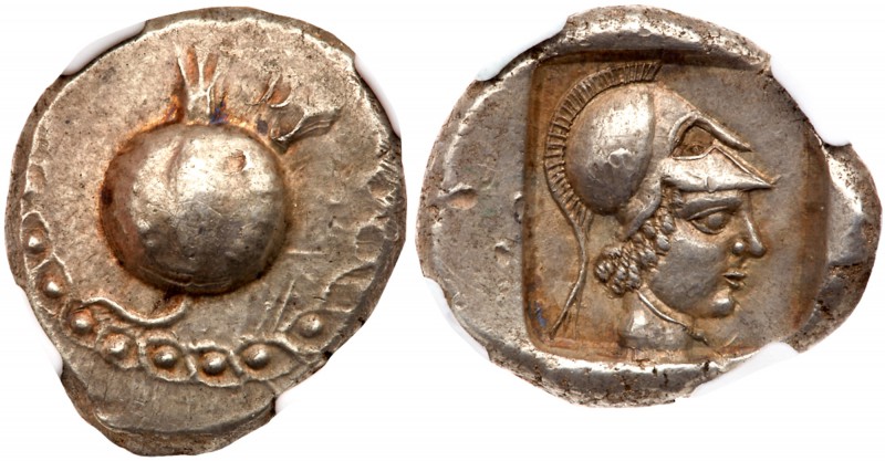 Pamphylia, Side. Silver Stater (10.88 g), ca. 460-430 BC. Pomegranate; to upper ...