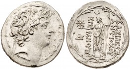 Seleukid Kingdom. Antiochos VIII Epiphanes. Silver Tetradrachm (16.27 g), sole reign, 121/0-97/6 BC. Ake-Ptolemais, 121/0-113 BC. Diademed head of Ant...