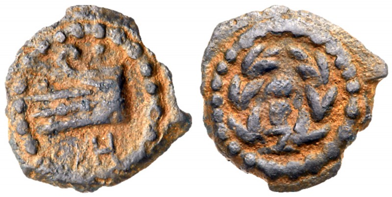 Judaea, Herodian Kingdom. Herod II Archelaus. &AElig; 1/2 Prutah (1.09 g), 4 BCE...