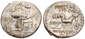 Jewish Reference Coinage, M. Aemilius Scaurus and Pub. Plautius Hypsaeus. Silver Denarius (3.83 g), 58 BC. Rome. M SCAVR / AED CVR in two lines above,...